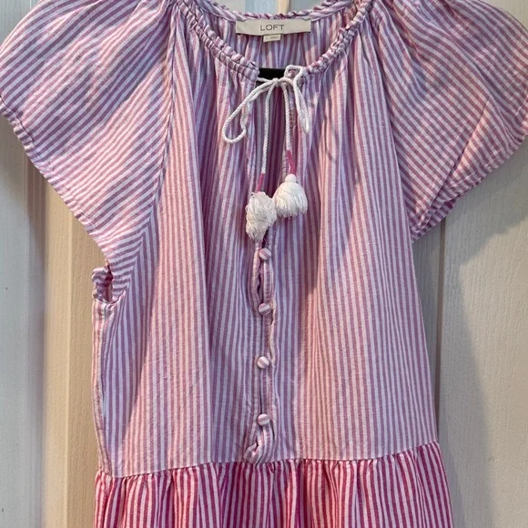 LOFT women”s Dress with Pink and Blue Stripes - Picture 3 of 3